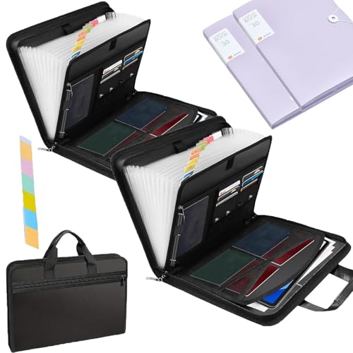 RushClick-Dateiordner, feuerfeste und wasserdichte Ordner mit großer Kapazität, abnehmbare Dateien Jacken mit Handle, wichtige Dokumentordner mit farbigen Registerkarten (2pcs) von Frenaki