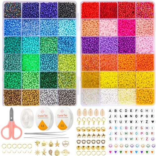 Frendour Perlen für Armbänder,16000 Stück 48 Bunte 3mm Perlen Set für Armbänder Halskette Ohrringe,Glasperlen mit Smiley und Buchstaben Perlen für Erwachsene DIY-Schmuck Machen Frendour Perlen für Armbänder,16000 Stück 48 Bunte 3mm Perlen Set für Armbänder Halskette Ohrringe,Glasperlen mit Smiley und Buchstaben Perlen für Erwachsene DIY-Schmuck Machen von Frendour