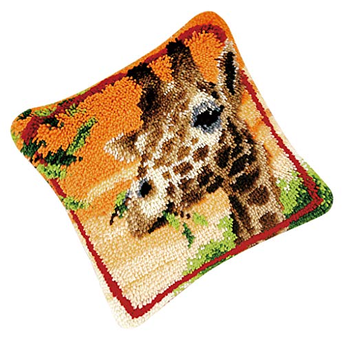 freneci Knüpfset Kissen (Tier & Blumen) Knüpfkissen zum Selber Knüpfen für Erwachsene und Kinder über 7 Jahre - Giraffe von Freneci