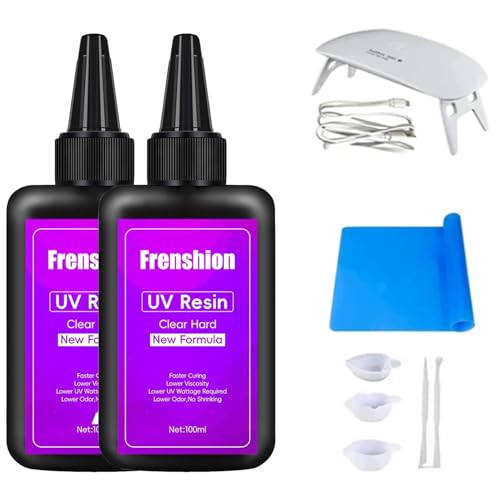 200g Upgrade Klare Geruchlose Harte UV-Harz, Mold Werkzeug Starter Kit für Schmuck Ohrringe Halskette Armband Herstellung mit Lampe von Frenshion