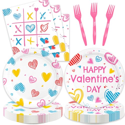 Frerand 48 Stück Valentinstagsparty-Zubehör enthalten 16 Teller, 16 Servietten und 16 Gabeln für die Valentinstagsparty-Dekoration Frerand 48 Stück Valentinstagsparty-Zubehör enthalten 16 Teller, 16 Servietten und 16 Gabeln für die Valentinstagsparty-Dekoration von Frerand