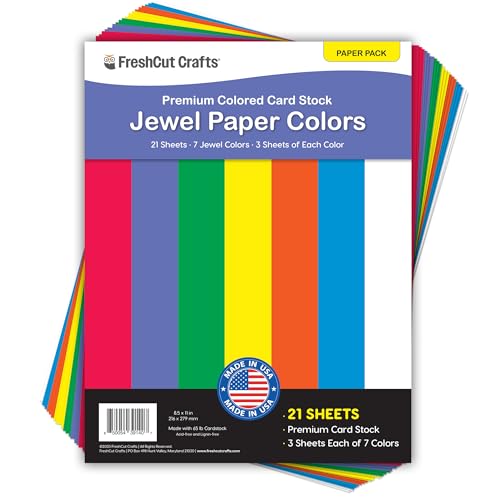 FreshCut Crafts Jewel Paper Colors, 21 Kartonbögen in 7 Grundfarben, doppelseitig, säurefrei, hergestellt in den USA für Heimwerker, Scrapbooking und Klassenzimmer FreshCut Crafts Jewel Paper Colors, 21 Kartonbögen in 7 Grundfarben, doppelseitig, säurefrei, hergestellt in den USA für Heimwerker, Scrapbooking und Klassenzimmer von FreshCut Crafts