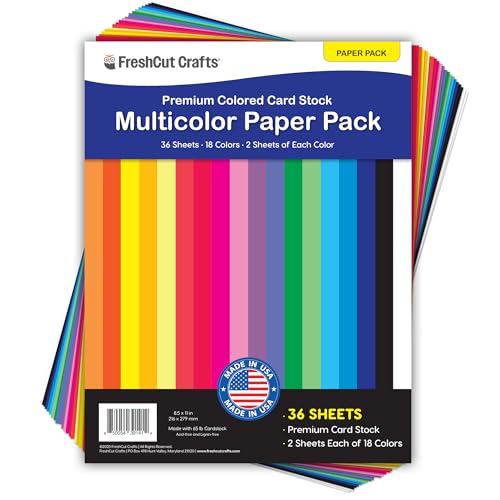 FreshCut Crafts Mehrfarbige Papierfarben, 36 Kartonbögen in 18 leuchtenden Farben, doppelseitig, säurefrei, hergestellt in den USA für Heimwerker, Scrapbooking und Klassenzimmer FreshCut Crafts Mehrfarbige Papierfarben, 36 Kartonbögen in 18 leuchtenden Farben, doppelseitig, säurefrei, hergestellt in den USA für Heimwerker, Scrapbooking und Klassenzimmer von FreshCut Crafts