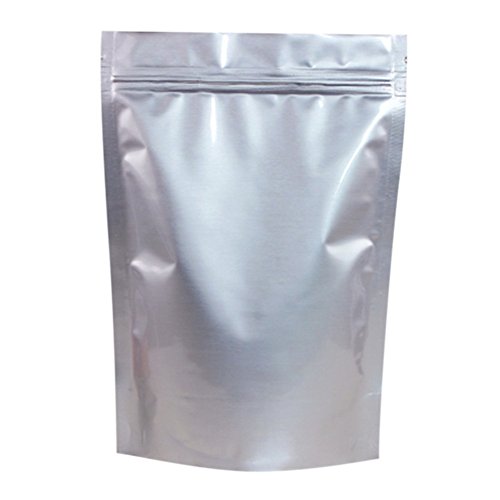 Fresherpack 50 x Standup Mylar Foil, silver, 12 x 20 cm-for up to 350 G ziplock bags Foil bags von Fresherpack