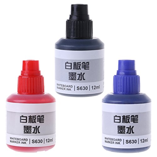 Freshsell 12 ml Nachfülltinte zum Nachfüllen von Tinten Whiteboard-Marker, schwarz, rot, blau, 3 Farben (Einheitsgröße, schwarz) von Freshsell