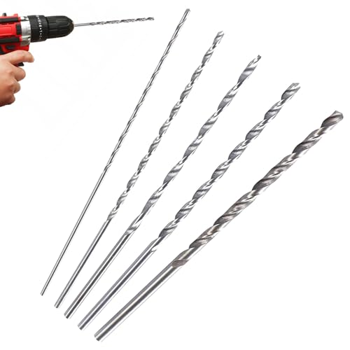 5 x extra lange Bohrer-Bits, 150 mm, HSS-Spiralbohrer-Set für Holz, Metall, Kunststoff – 2 mm, 3 mm, 3,5 mm, 4 mm, 5 mm, Hochgeschwindigkeitsstahl-Holzbohrer für Tiefbohrungen, Schlangenbohrer-Set für von Fresilkora