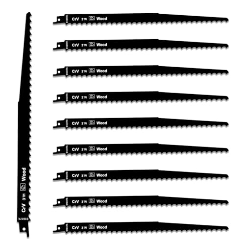 S1617K Säbelsägeblätter für schnelles Holzschneiden, 300 mm, 3 TPI lange Säbelblätter für Hartholz, grobe und nasse Hölzer, 58CrV legierter Stahl, robuste Astklinge für Rezeptsägen, 10 Stück S1617K Säbelsägeblätter für schnelles Holzschneiden, 300 mm, 3 TPI lange Säbelblätter für Hartholz, grobe und nasse Hölzer, 58CrV legierter Stahl, robuste Astklinge für Rezeptsägen, 10 Stück von Fresilkora