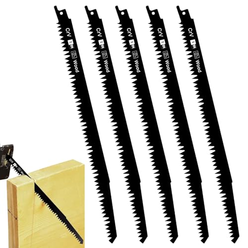 Säbelsägeblätter für Holz, 300 mm, schnelles Schneiden, CRV 5TPI Säbelblätter für Holz, PVC-Rohr, trockenes/nasses Holz, S1531LL scharfe Säge für schnelles Schneiden, kompatibel mit Bosch/Makita von Fresilkora