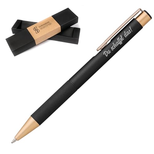 Freudestifterei Du schaffst das! Metall Kugelschreiber mit Gravur in Geschenk-Box | Kuli Stift Glücksbringer | austauschbare Mine blauschreibend Freudestifterei Du schaffst das! Metall Kugelschreiber mit Gravur in Geschenk-Box | Kuli Stift Glücksbringer | austauschbare Mine blauschreibend von Freudestifterei