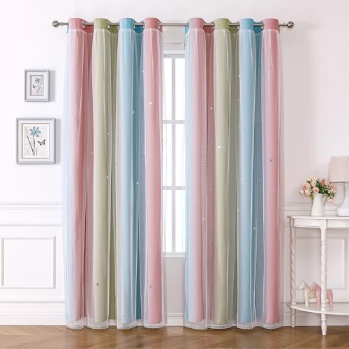 Freyamy Gardinen Rosa Grün Weiß Glänzend Sterne Vorhänge Blickdicht Kinderzimmer Halbtransparent H 250 X B 100cm Ösenvorhang 2er Set Mädchen Kindervorhänge Gardinen Verdunkelungsvorhang Wohnzimmer Freyamy Gardinen Rosa Grün Weiß Glänzend Sterne Vorhänge Blickdicht Kinderzimmer Halbtransparent H 250 X B 100cm Ösenvorhang 2er Set Mädchen Kindervorhänge Gardinen Verdunkelungsvorhang Wohnzimmer von Freyamy