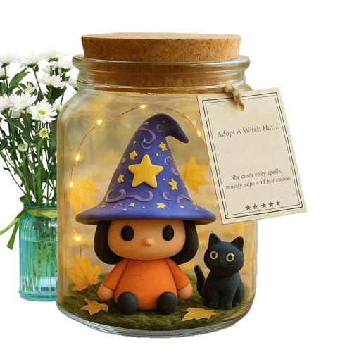 Frfik Halloween-Figur im , niedliche Hexe mit Katze im – Mittelstück für Party, Halloween, Zubehör für Schlafzimmer, Küche, Eingangsbereich, Wohnzimmer, Studenten von Frfik