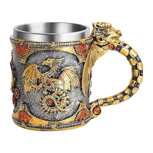 Frfik Tasse Dragon – Tasse 400 ml aus Edelstahl mittelalterlicher Stil, große Kapazität – dekoratives Stück für Büro für Bier, Kaffee, Whisky Party Frfik Tasse Dragon – Tasse 400 ml aus Edelstahl mittelalterlicher Stil, große Kapazität – dekoratives Stück für Büro für Bier, Kaffee, Whisky Party von Frfik