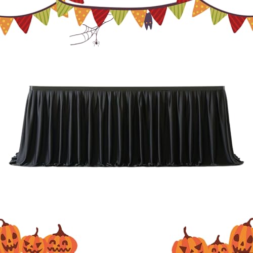 Frfik rationsrock | Schwarzer Volantrock Für Rechtecktische | 1,8m 2,7m 4,Zubehör Für Party Taufe Bankett Karneval Hochzeit Weihnachten Halloween Abschlussfeier Baby Shower von Frfik
