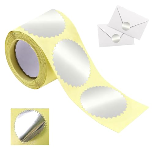Geprägter Aufkleber - Goldene Prägeaufkleber - -Aufkleber 100 Packrunde Gold- und Silberfolie geprägte Siegel für Zertifikate, Diplome, Einladungen, Grußkarten und Umschlagdekoration von Frfik