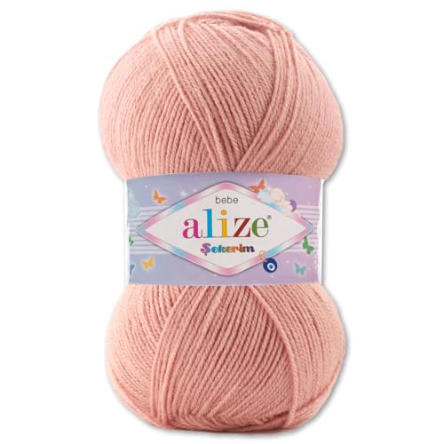 Frida's Wollhaus Alize 100 g Sekerim Bebe Babygarn Wolle Stricken Häkeln Acryl 43 Farben (161 | Altrosa) von Frida's Wollhaus