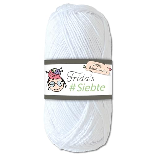 Frida‘s 50 g #Siebte ägyptisches Baumwollgarn Stricken Häkeln Wolle 43 Farben (1200 | Weiß) von Frida's Wollhaus