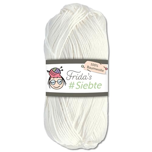 Frida‘s 50 g #Siebte ägyptisches Baumwollgarn Stricken Häkeln Wolle 43 Farben (1201 | Creme) von Frida's Wollhaus