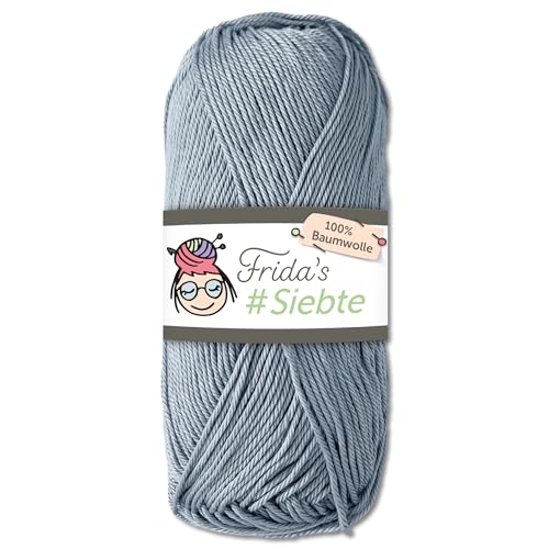 Frida‘s 50 g #Siebte ägyptisches Baumwollgarn Stricken Häkeln Wolle 43 Farben (1217 | Grau) von Frida's Wollhaus