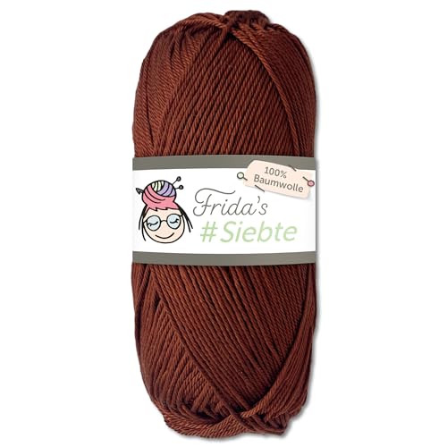 Frida‘s 50 g #Siebte ägyptisches Baumwollgarn Stricken Häkeln Wolle 43 Farben (1226 | Braun) von Frida's Wollhaus