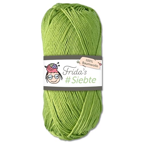 Frida‘s 50 g #Siebte ägyptisches Baumwollgarn Stricken Häkeln Wolle 43 Farben (1237 | Apfelgrün) von Frida's Wollhaus