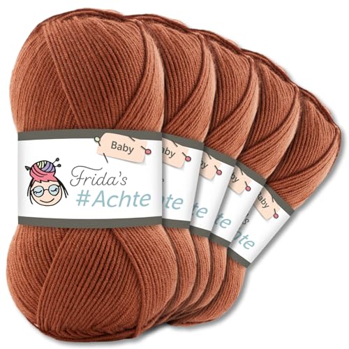 Frida's Wollhaus 5 x 100 g Frida's #Achte Babywolle Wolle Garn Stricken Häkeln Anti-Pilling 66 Farben (572 | Karamell) von Frida's Wollhaus
