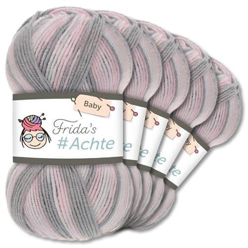 Frida's Wollhaus 5 x 100 g Frida's #Achte Babywolle Wolle Garn Stricken Häkeln Anti-Pilling 66 Farben (6664) von Frida's Wollhaus