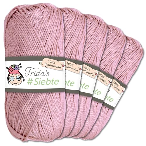 Frida's Wollhaus 5 x 50 g Frida‘s #Siebte ägyptisches Baumwollgarn Stricken Häkeln Wolle 43 Farben (1210 | Orchidee) von Frida's Wollhaus