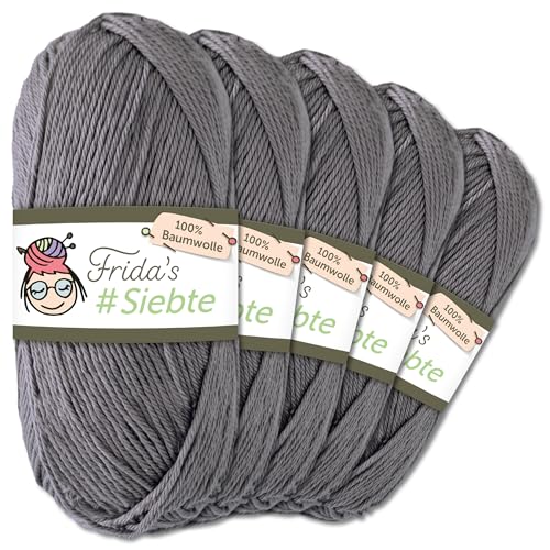 Frida's Wollhaus 5 x 50 g Frida‘s #Siebte ägyptisches Baumwollgarn Stricken Häkeln Wolle 43 Farben (1234 | Taube) von Frida's Wollhaus