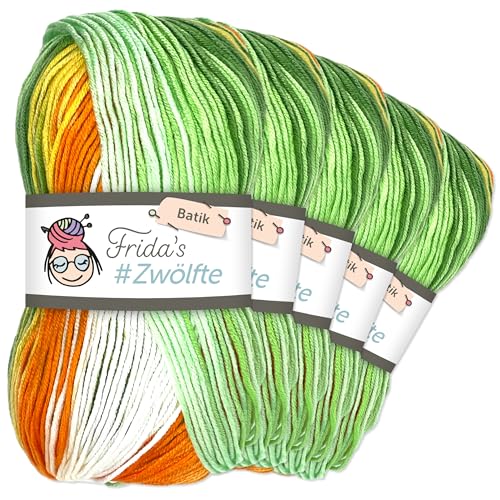 Frida's Wollhaus 5x 100 g Frida‘s #Zwölfte Batik Farbverlaufsgarn Wolle Stricken Häkeln 26 Farben (1058) von Frida's Wollhaus