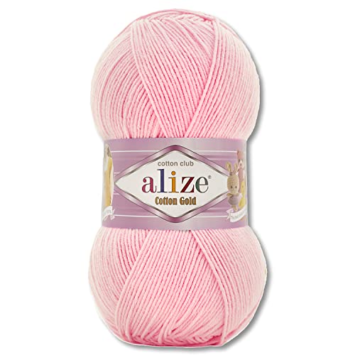 Frida's Wollhaus Alize 100 g Cotton Gold Wolle Sommerwolle Garn Baumwolle Amigurumi 65 Farben (518 | Babyrosa) von Frida's Wollhaus