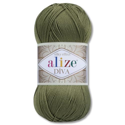 Frida's Wollhaus Alize 100 g Diva Wolle Stricken Häkeln Microfaser 64 Farben (273 | Waldgrün) von Frida's Wollhaus