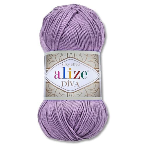 Frida's Wollhaus Alize 100 g Diva Wolle Stricken Häkeln Microfaser 64 Farben (622 | Violett) von Frida's Wollhaus