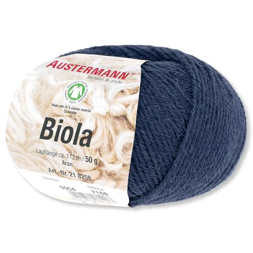 Frida's Wollhaus Austermann 50 g Biola Schurwolle Alpaka Wolle Stricken Häkeln 20 Farben (04 | Dunkelblau) von Frida's Wollhaus