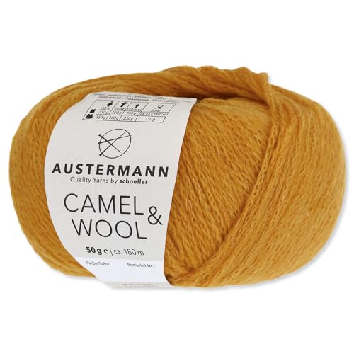 Frida's Wollhaus Austermann 50 g Camel & Wool Wolle Schurwolle Kamel Stricken Häkeln 12 Farben (07 | Gold) von Frida's Wollhaus