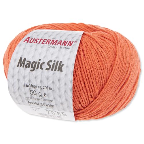 Frida's Wollhaus Austermann 50 g Magic Silk Wolle Seide Stricken Häkeln Handarbeit 14 Farben (11 | Gerbera) von Frida's Wollhaus