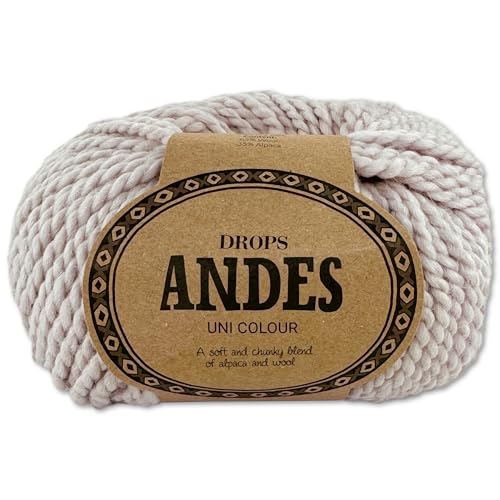 Frida's Wollhaus Drops 100 g Andes Stricken Häkeln Alpaka Schurwolle Alpaca Garn 28 Farben (9022 | Kalkstein | Uni) von Frida's Wollhaus