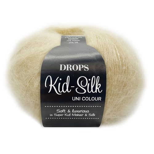 Frida's Wollhaus Drops 25 g Kid-Silk Mohair & Seide Lacegarn Beilaufgarn Flauschig 47 Farben (29 | Vanille) von Frida's Wollhaus