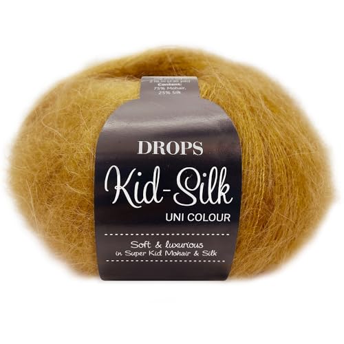 Frida's Wollhaus Drops 25 g Kid-Silk Mohair & Seide Lacegarn Beilaufgarn Flauschig 47 Farben (30 | Curry) von Frida's Wollhaus