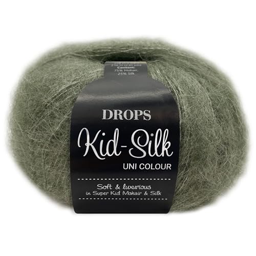 Frida's Wollhaus Drops 25 g Kid-Silk Mohair & Seide Lacegarn Beilaufgarn Flauschig 47 Farben (34 | Salbeigrün) von Frida's Wollhaus