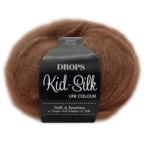 Frida's Wollhaus Drops 25 g Kid-Silk Mohair & Seide Lacegarn Beilaufgarn Flauschig 47 Farben (35 | Schokolade) von Frida's Wollhaus