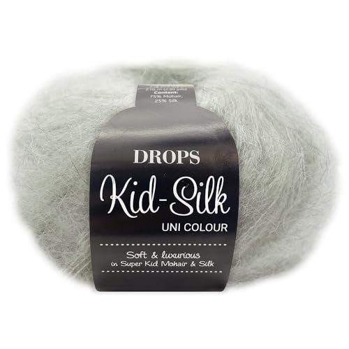Frida's Wollhaus Drops 25 g Kid-Silk Mohair & Seide Lacegarn Beilaufgarn Flauschig 47 Farben (44 | Mondschein) von Frida's Wollhaus