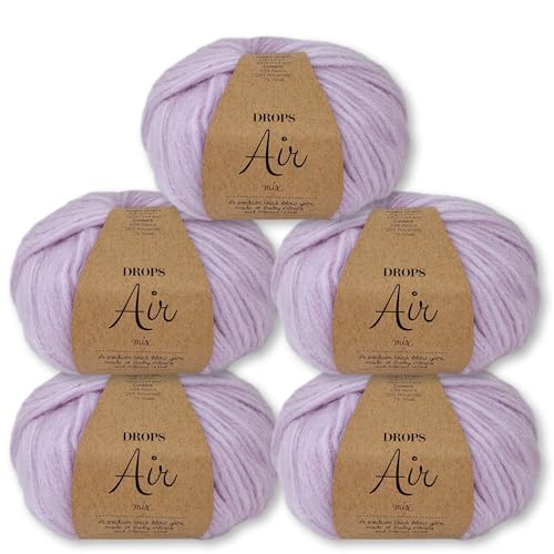 Frida's Wollhaus Drops 5 x 50 g Air Stricken Häkeln Alpaka Schurwolle Alpaca Superweich 50 Farben (41 | Zarte Orchidee Mix) von Frida's Wollhaus