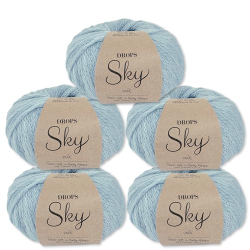Frida's Wollhaus Drops 5 x 50 g Sky Stricken Häkeln Alpaca Schurwolle Alpaka Superweich 31 Farben (15 | Aquamarin Mix) von Frida's Wollhaus