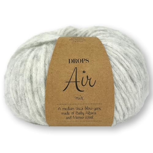 Frida's Wollhaus Drops 50 g Air Stricken Häkeln Alpaka Schurwolle Alpaca Superweich 50 Farben (03 | Perlgrau Mix) von Frida's Wollhaus