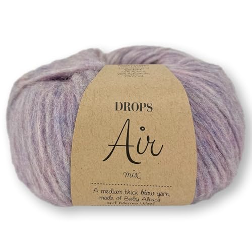 Frida's Wollhaus Drops 50 g Air Stricken Häkeln Alpaka Schurwolle Alpaca Superweich 50 Farben (15 | Lila Nebel Mix) von Frida's Wollhaus