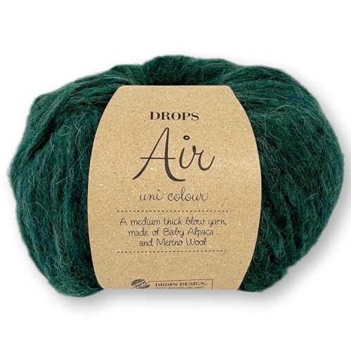 Frida's Wollhaus Drops 50 g Air Stricken Häkeln Alpaka Schurwolle Alpaca Superweich 50 Farben (19 | Waldgrün Uni) von Frida's Wollhaus