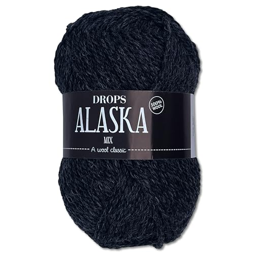 Frida's Wollhaus Drops 50 g Alaska Uni und Mix Häkeln Stricken Filzen Schurwolle 30 Farben (Mix 05 | Dunkelgrau) von Frida's Wollhaus