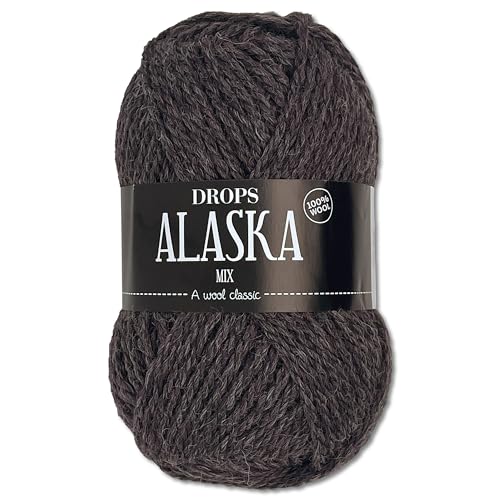 Frida's Wollhaus Drops 50 g Alaska Uni und Mix Häkeln Stricken Filzen Schurwolle 30 Farben (Mix 50 | Dunkel Aschbraun) von Frida's Wollhaus