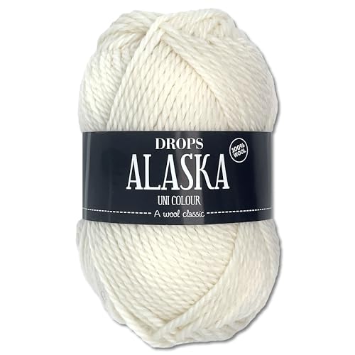 Frida's Wollhaus Drops 50 g Alaska Uni und Mix Häkeln Stricken Filzen Schurwolle 30 Farben (Uni 02 | Natur) von Frida's Wollhaus