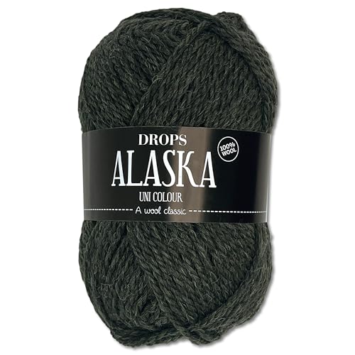 Frida's Wollhaus Drops 50 g Alaska Uni und Mix Häkeln Stricken Filzen Schurwolle 30 Farben (Uni 51 | Oliv Meliert) von Frida's Wollhaus